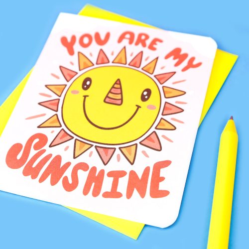 You Are My Sunshine Cute Note Card Friendship Thinking of You Adorable Children Kids Greeting Card By Turtles Soup Sunny Sun