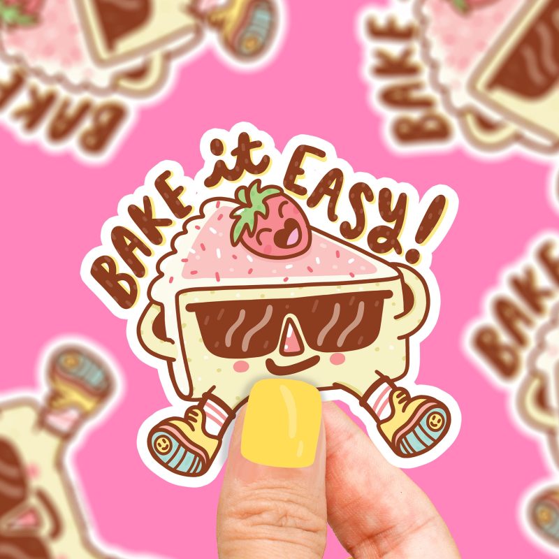 bake it easy funny baking pun sticker by turtles soup bakery cake sweets waterproof sticker for phone laptop car 1adf1374 0f95 4059 9c8b aa77463f7388