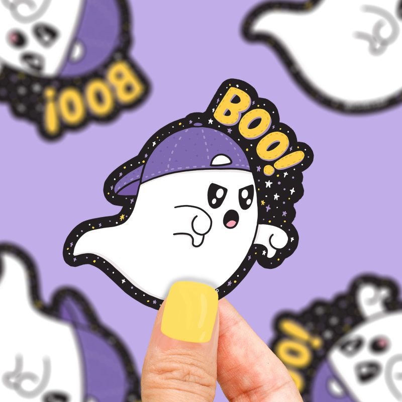 boo ghost thumbs down funny ghost vinyl sticker sticker art for water bottle waterproof decal