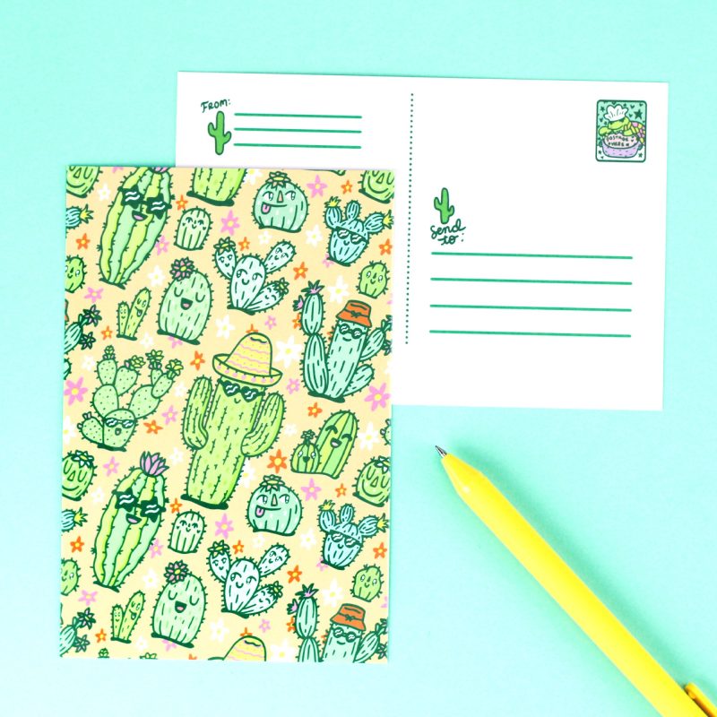 cactus happy cute postcard turtles soup gift