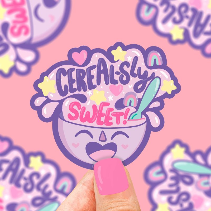 cerealsy sweet funny cereal pun sticker cute bowl of cereal decal for water bottle kids sticker