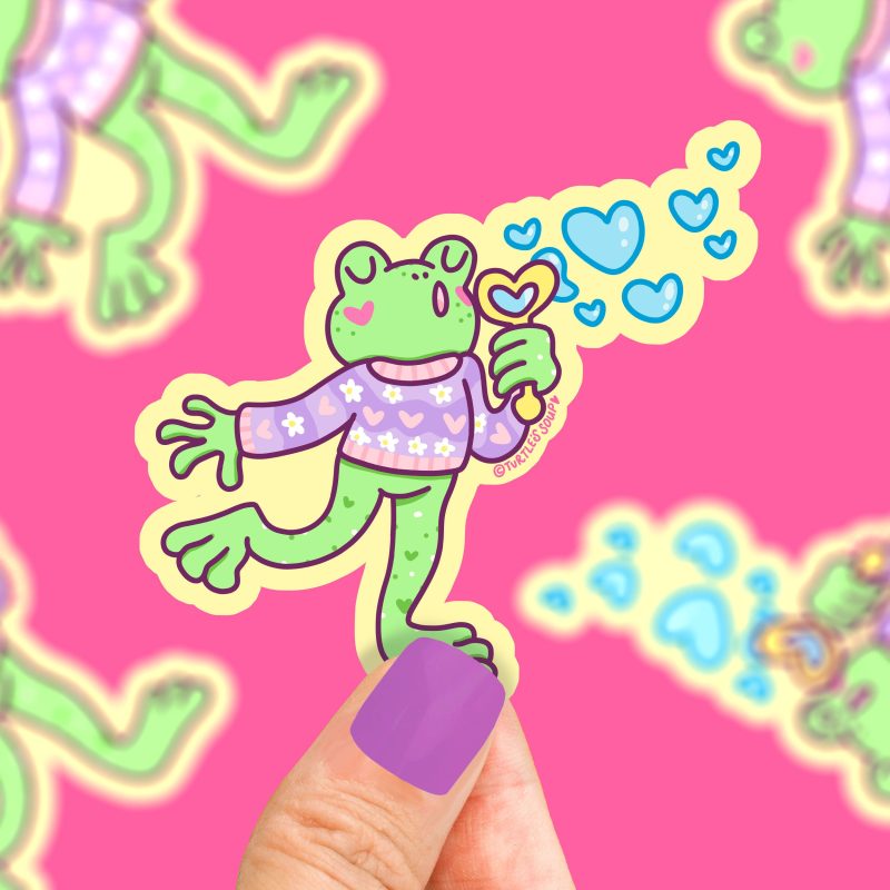 cute frog sticker bubbles love valentine cute sticker art kawaii japan valentines day gift love cute sticker decal for waterbottle froggy bubbles turtlessoup turtlesoup stickers anima