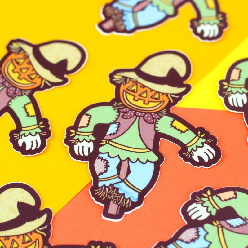 cute scarecrow pumpkin halloween scary sticker gift for friend party