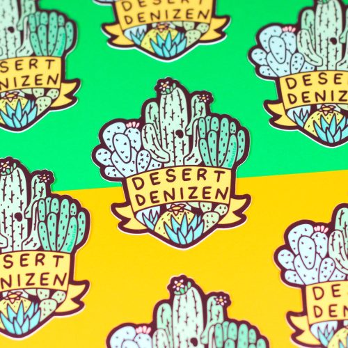 desert dweller tucson arizona sticker cactus art saguaro cute hiking sticker