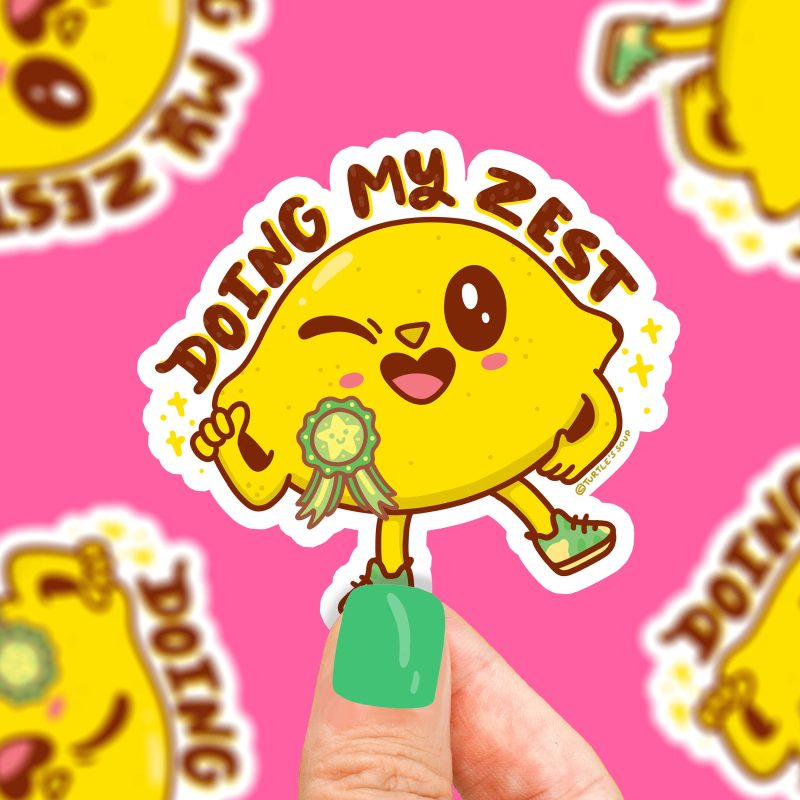 doing my zest cute lemon sticker for water bottle laptop phone food pun citrus cute silly stickers by turtles soup turtlessoup sticker art 1f2498c9 5c83 49e9 9987 4799b1cddd28