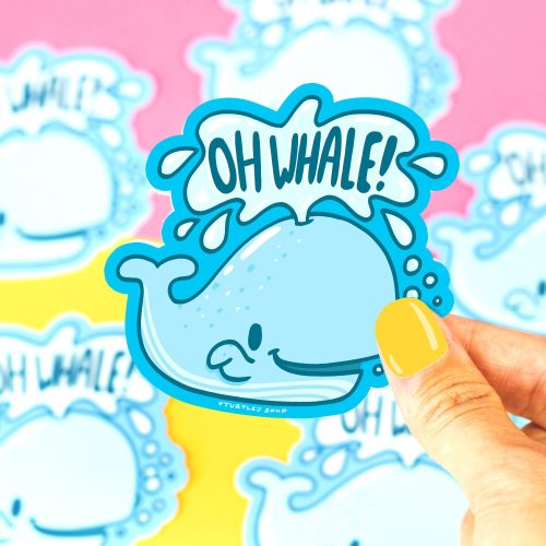 funny vinyl sticker oh well whale pun punny cute animal art turtle s soup