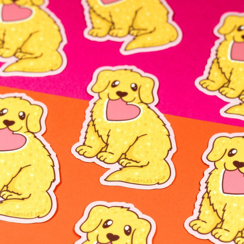 golden retreiver doggo pupper gift goldie cute vinyl sticker turtle s soup