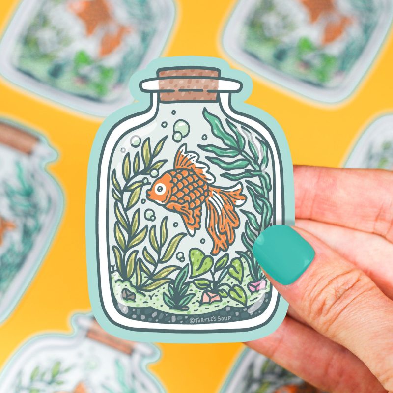 goldfish jar terrarium art fish vinyl sticker turtle s soup