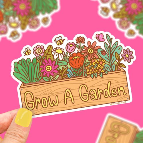 grow a garden garden patch vinyl sticker large bumper decal for car water bottle laptop cute sticker art by turtles soup flowers floral garen e60bd92c 9370 4408 9a08 92992e1cccc5