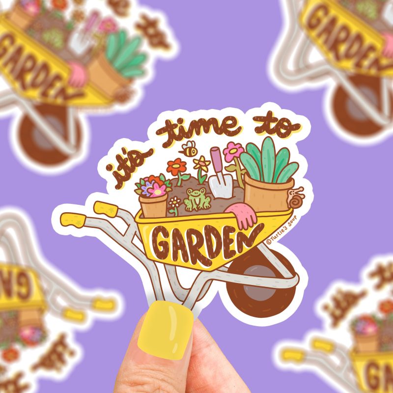 its time to garden wheelbarrow cute gardener garden sticker shovel garden gloves snail frog garden tools cute decal for water bottle garden plant love soil dc390ad0 e85a 4843 86ad d11e526c73d4