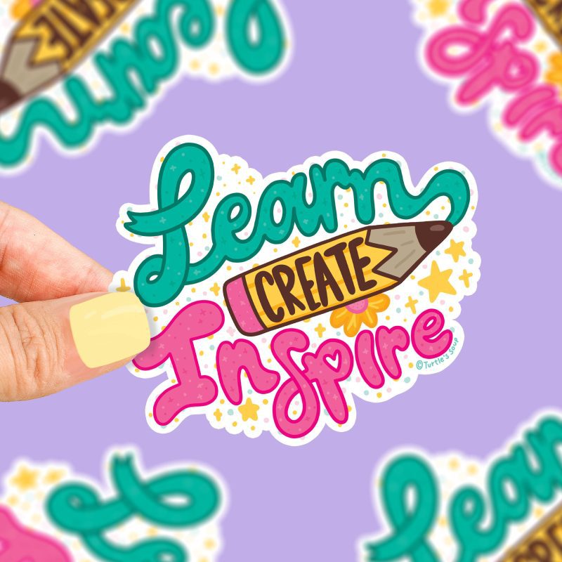 learn create inspire cute motivational journaling sticker artist decal by turtles soup