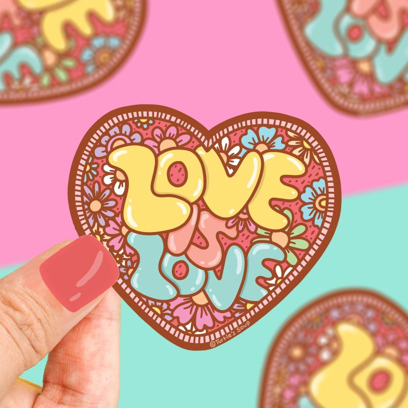 love is love cute heart vinyl sticker for water bottle equal rights equality decal for laptop turtles soup floral sticker