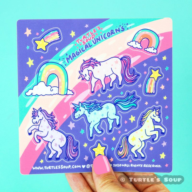 magical unicorn vinyl sticker sheet set school supplies cute art kawaii