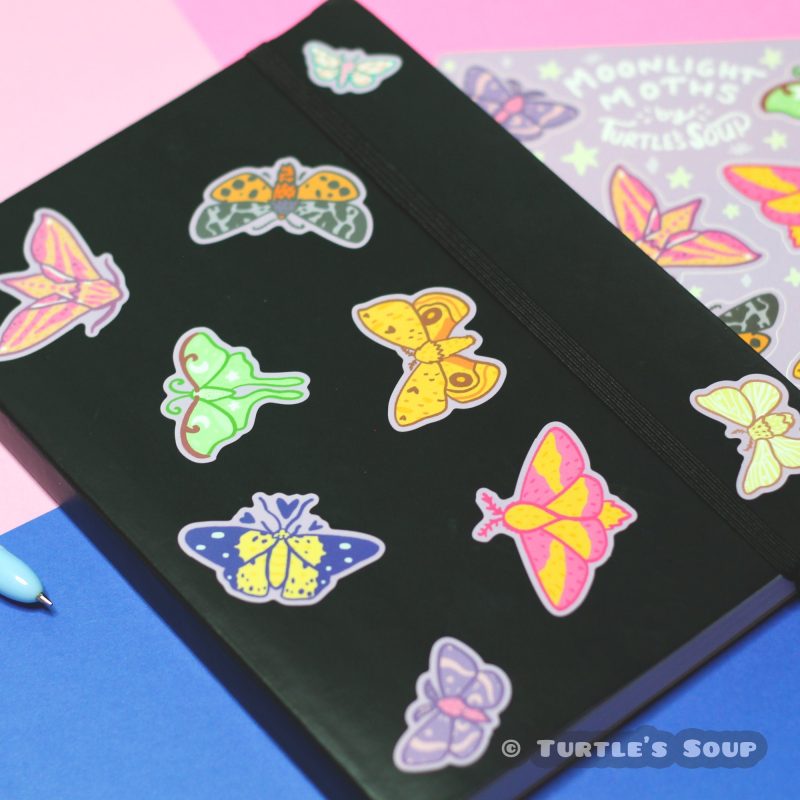 moonlight moths sticker butterflies