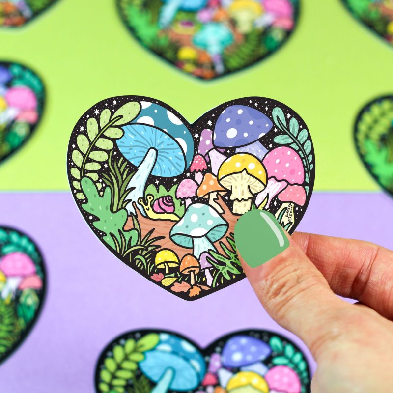 mushroom forest heart love fungi woodland myconid art