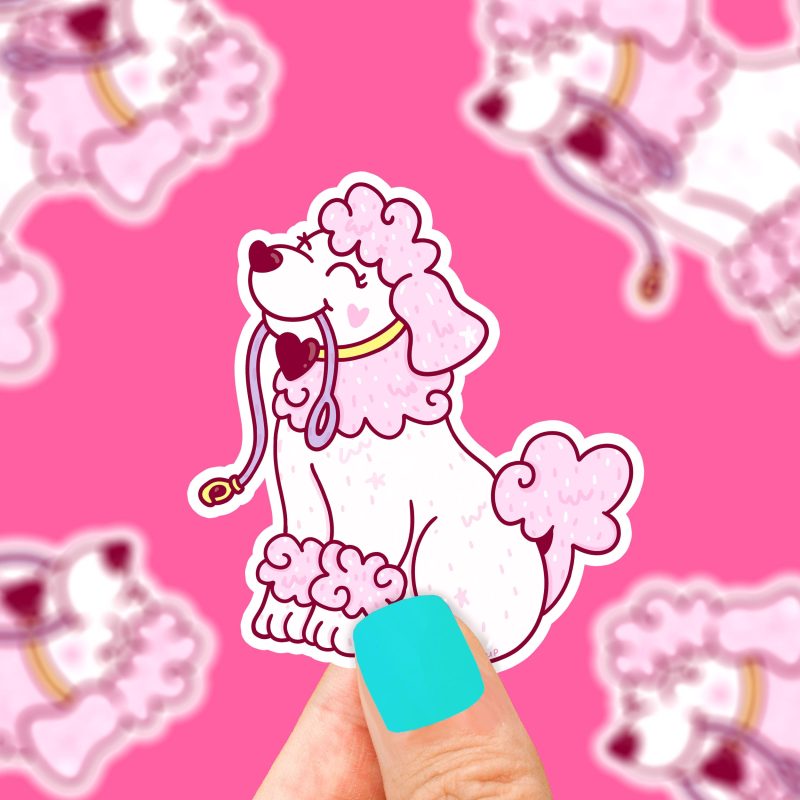 poodle puppy sticker cute dog sticker art dog walk adorable sticker by turtles soup decal for car phone waterbottle laptop