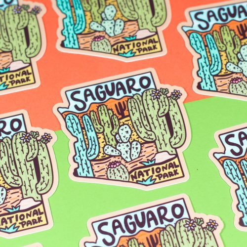 saguaro national park water bottle decals az vacation