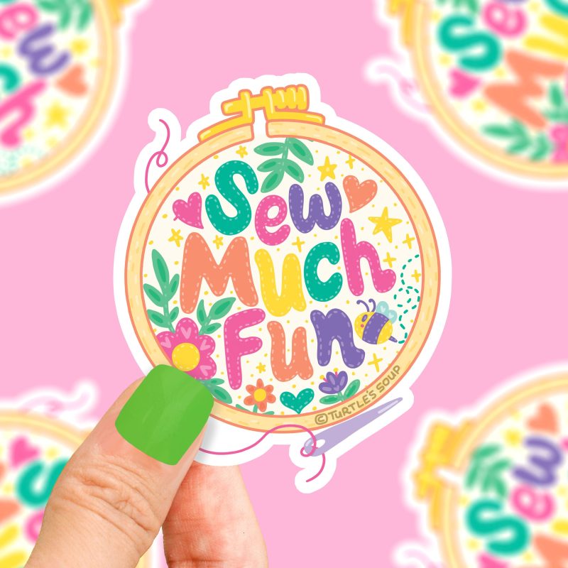 sewing craft sticker by turtles soup sticker for embroidery artist for laptop waterbottle funny pun punny sticker decal waterproof craftsy cute design turtle soup stickers