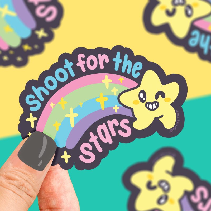 shoot for the stars cute shooting star space sticker sticker art for water bottle cute decal