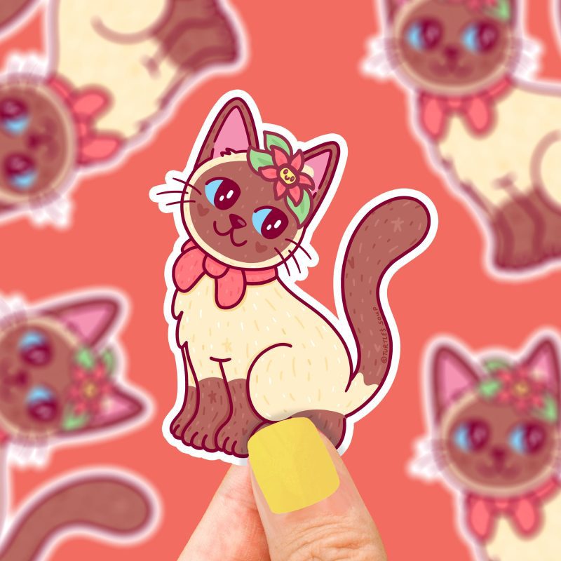 siamese cat cute sticker art cat breed kitty adorable cat sticker by turtles soup