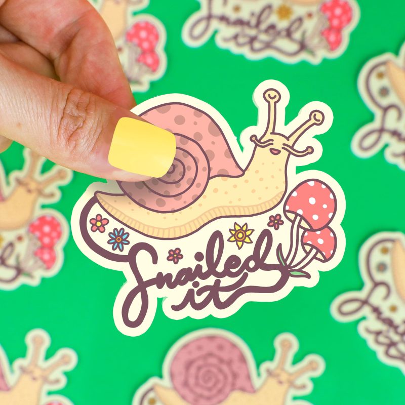 snailed it snail funny sticker for water bottle forest animal insect bug pun punny vinyl decal turtles soup