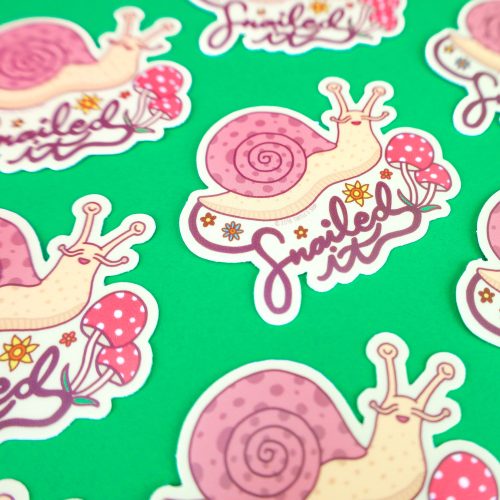 snailed it snail funny sticker for water bottle forest animal insect bug pun punny vinyl decal turtles soup cute