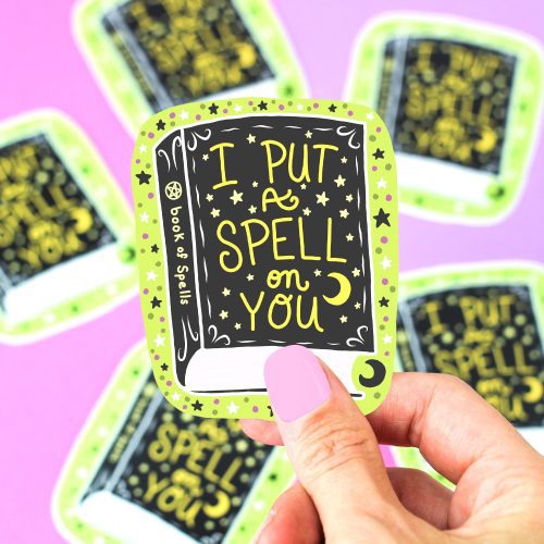 spellbook sticker spooky witchy babe spell on you vinyl decal