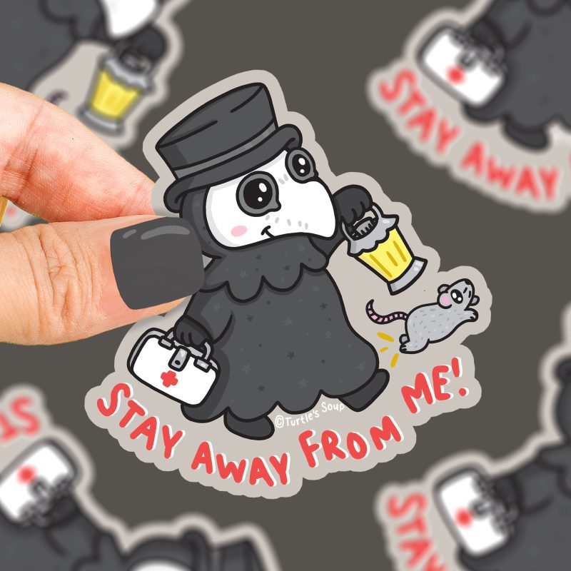 stay away from me plague doctor sticker art by turtles soup