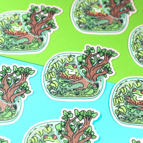 tree frog laptop decals car stickers water bottle cooler frog toad art turtle s soup